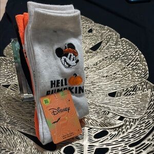 Disney Gray and Orange Casual Socks with Halloween Mickey Design